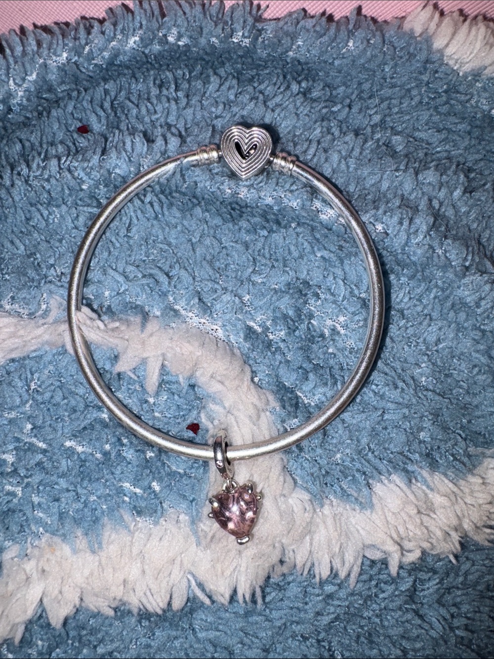 Pandora Silver Bracelet with Pink Heart Charm